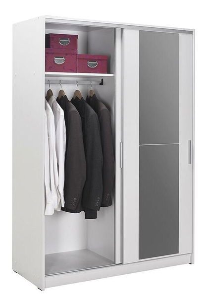 Skriňa s posuvnými dverami Solstice 2 (biela) (so zrkadlom)