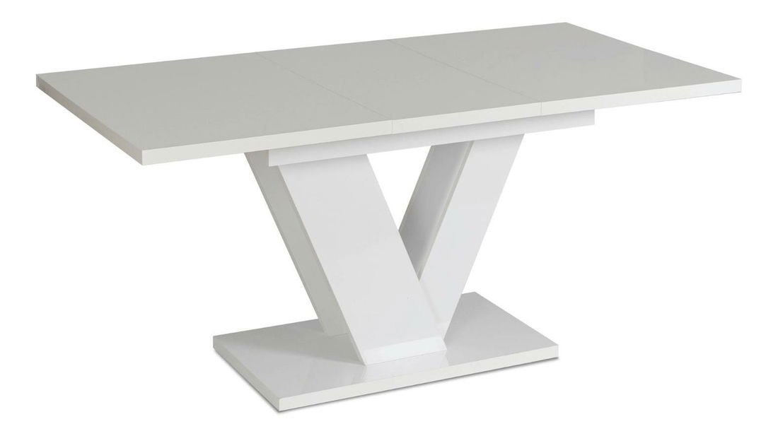 Blagovaonski stol na razvlačenje Comentado (bijeli sjaj) (za 4 do 6 osoba)