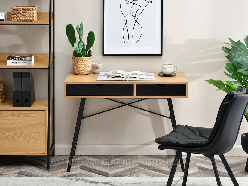 Masă PC Fallon (stejar negru + negru)