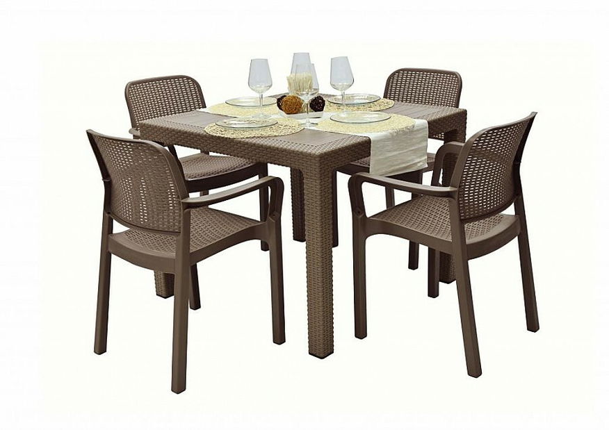 Záhradná zostava Kara mini 1+4 (cappuccino) (Plast)