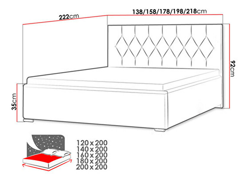 Manželská posteľ 140 cm Calzone (žltá) (s roštom a úl. priestorom)