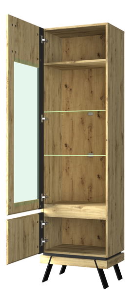 Vitrină Stacee (Stejar navarra + negru)