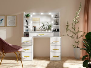 Toaletni stolić Bronetta 1 (bijela) (s ogledalom) (s LED rasvjetom)