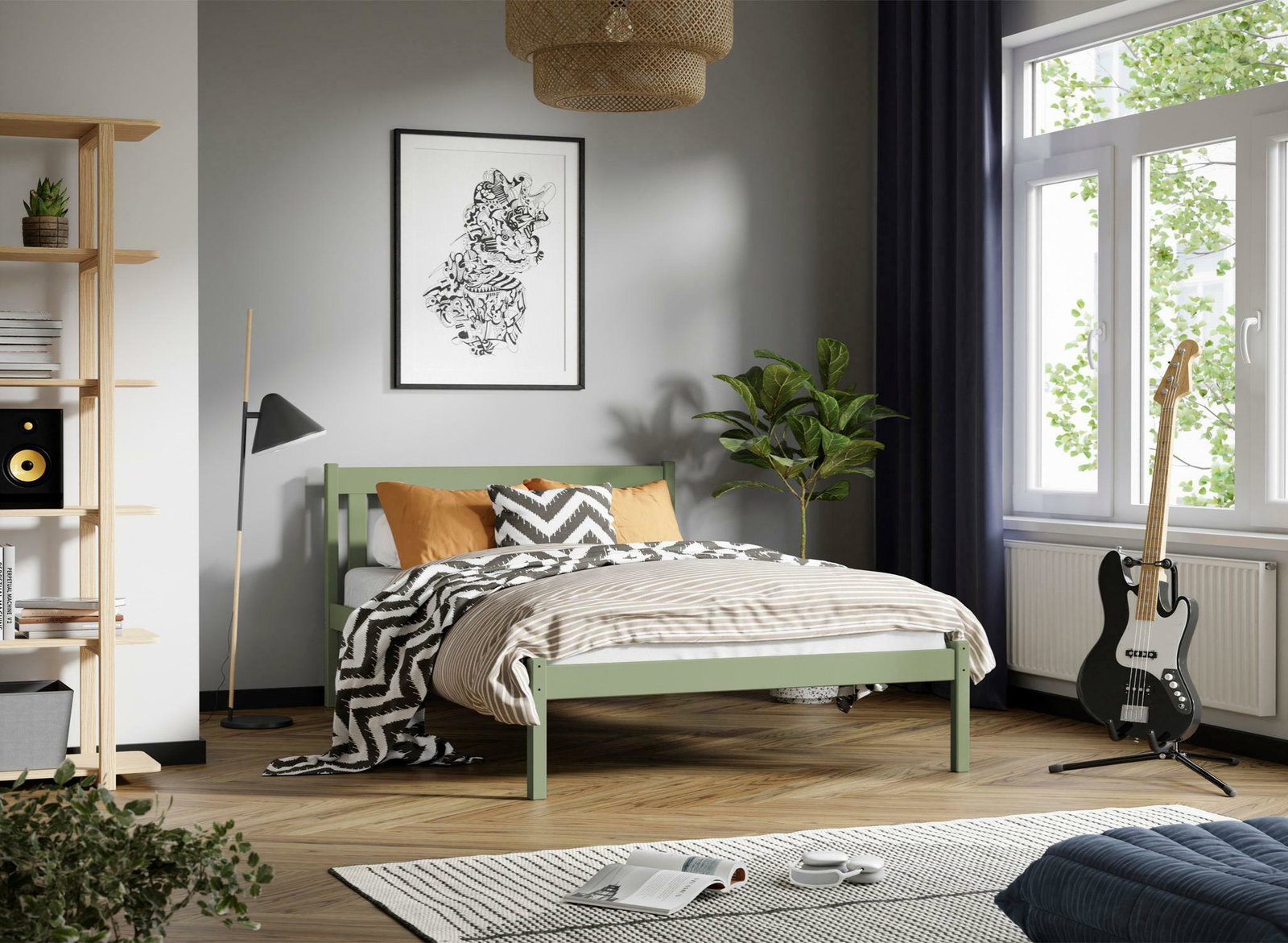 Detská posteľ 120x200 cm Teans (olivová) (s roštom)