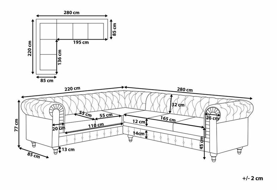 Rohová sedačka Chichester (béžová) (P)