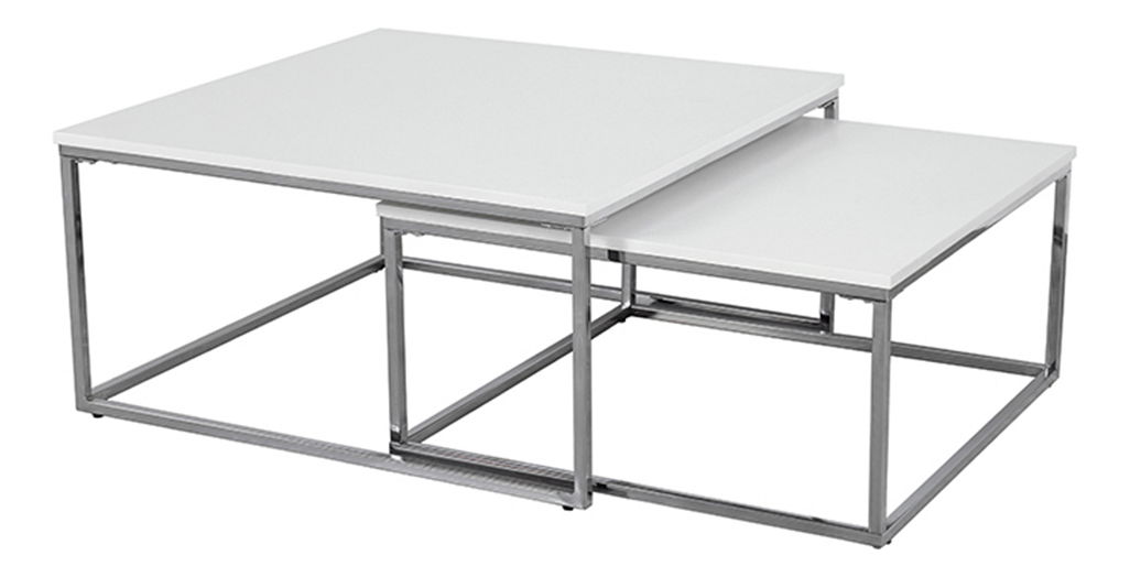 Dohányzóasztal szett 2 db. Edissa (fehér + króm)