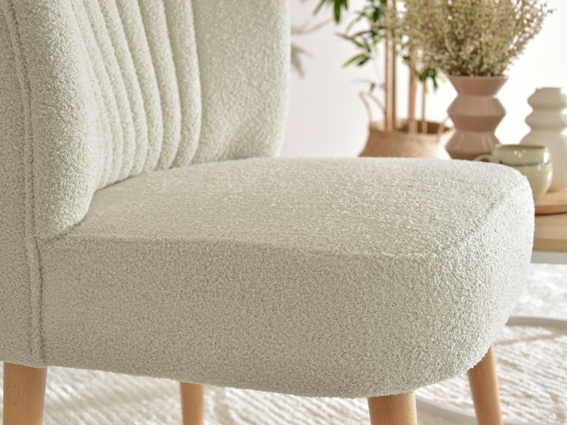 Relaxačné kreslo Dintieno (krémová + dub)