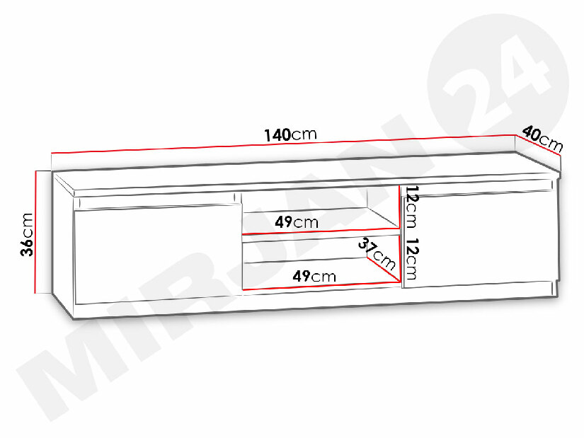TV stolík/skrinka Kieran 140 (biela)