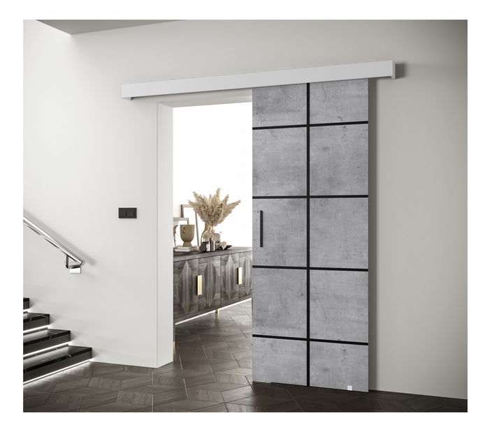 Klizna vrata 90 cm Sharlene III (beton + bijela mat + crna)