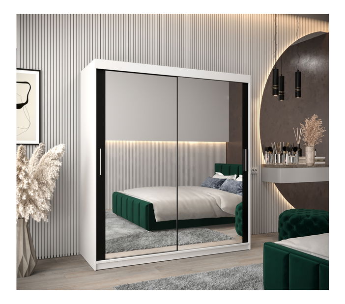 Ruhásszekrény 180 cm Toki 3 (matt fekete + matt fekete)