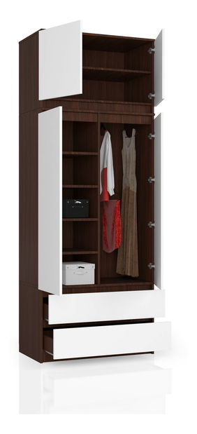 Šatníková skriňa Sagan (wenge + biela)