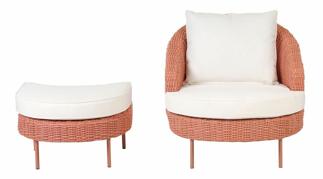 Fotoliu de grădină cu taburete Al (roz)