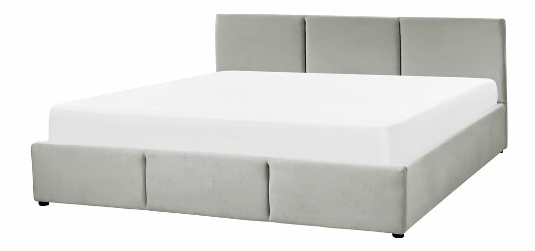 Pat matrimonial 180 cm Belize (gri deschis) (cu somieră) (cu sp. depozitare)