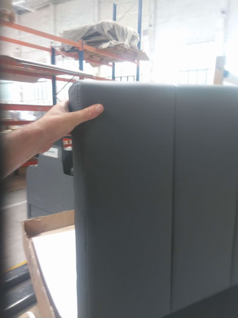 Pat matrimonial 180 cm DARGAN (gri) (piele artificială) (cu somieră și spațiu de depozitare) *resigilat