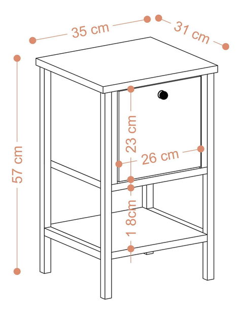 Pomoćni stolić Aliex 1 (bijela + crna)