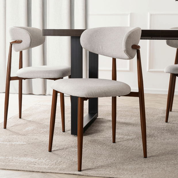 Blagovaonska stolica Fabinko (siva + orah) 