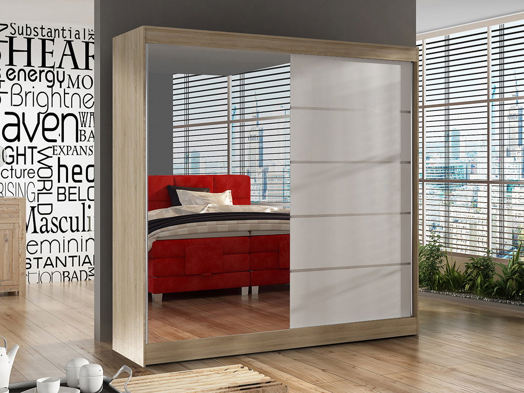 Ruhásszekrény Birdie 3 (sonoma tölgy + fehér)