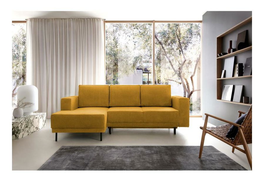 Rohová sedacia súprava Rodriguez mini (L) (horčicová + čierna)