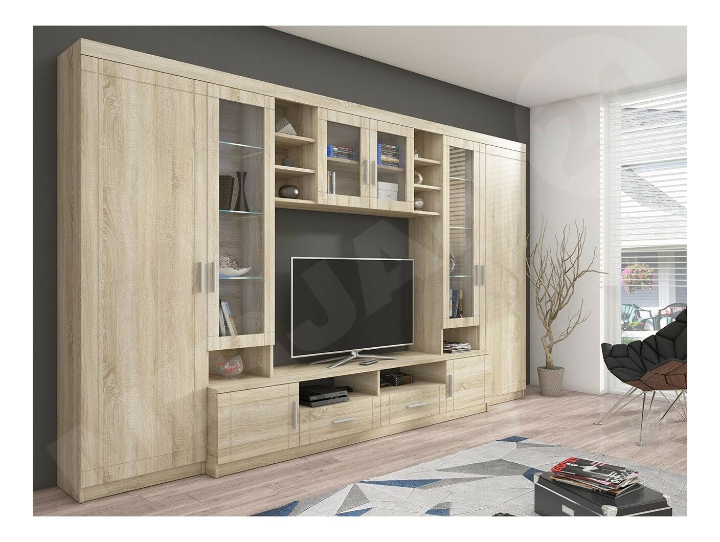 Mobilier living Merasoja (Stejar sonoma) (cu iluminat LED)