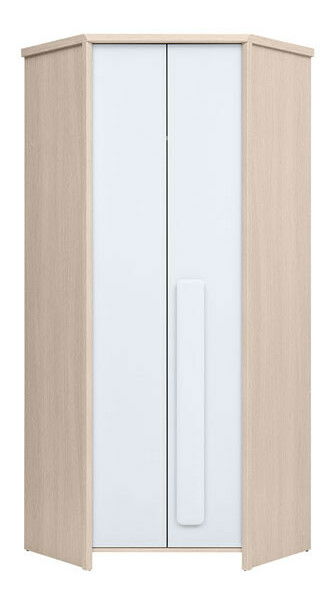 Rohová šatníková skriňa BRW Colorado SZFN2D (dub svetlý belluno + biela + biela matná)