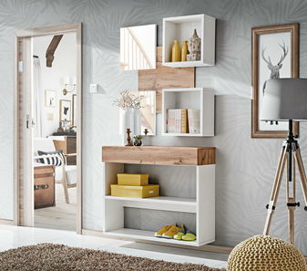 Predsoblje Enderly 3 (bijela + hrast wotan) (s ogledalom)