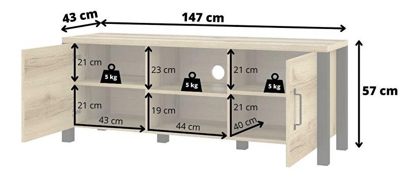 TV stolić/ormarić Oralee tip 41 (hrast grand natural + crna mat)