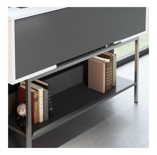 Măsuță consolă Flair 2 (antracit + Alb + Argintiu) 