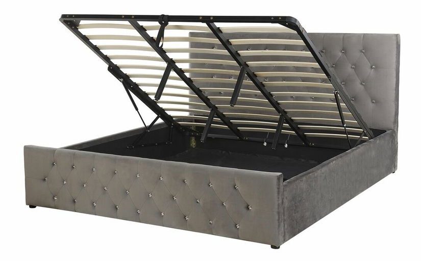 Manželská posteľ 180 cm AMESIA (sivá) (s roštom a úl. priestorom)