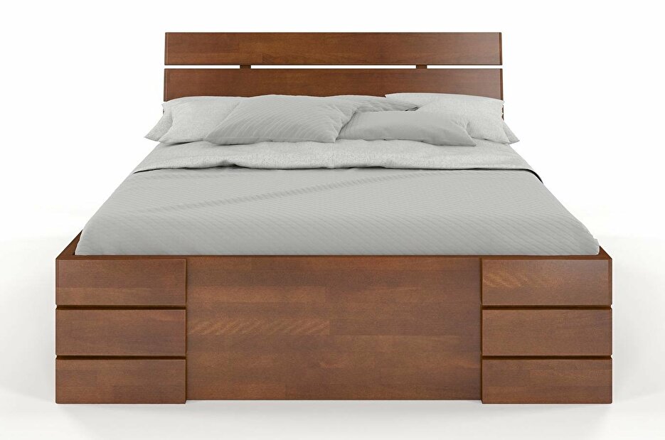 Manželská posteľ 180 cm Naturlig Lorenskog High Drawers (buk)