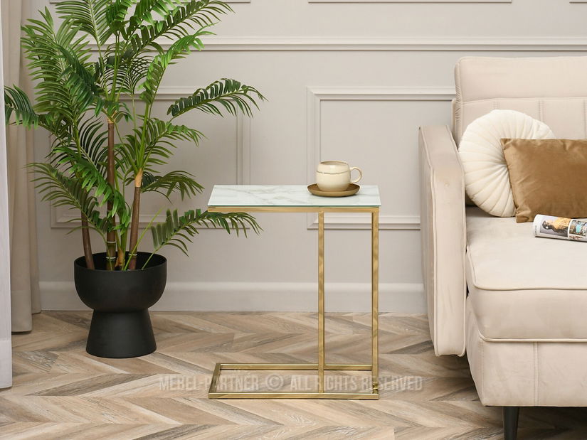 Konferenčný stolík Vasho (biela + zlatá)