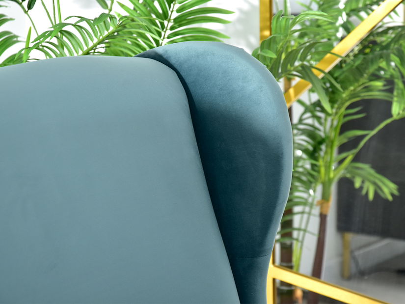 Pohovka dvojsedačka v tvare ušiak Muriera (modrá + orech)