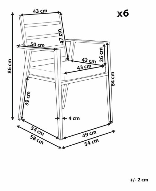 Set 6 ks záhradných stoličiek Thierry (čierna) 