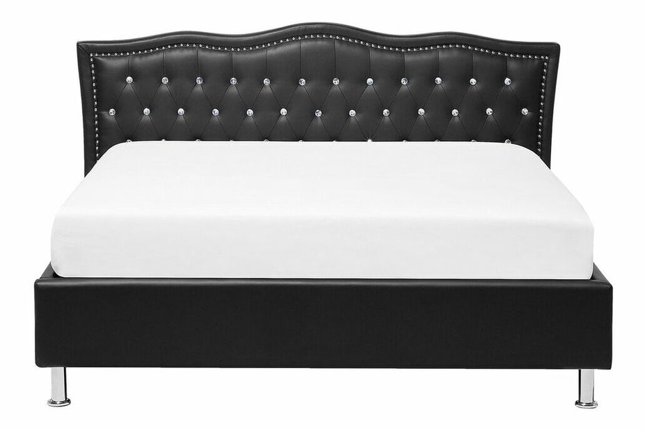 Pat matrimonial 140 cm MATH (cu somieră) (negru)
