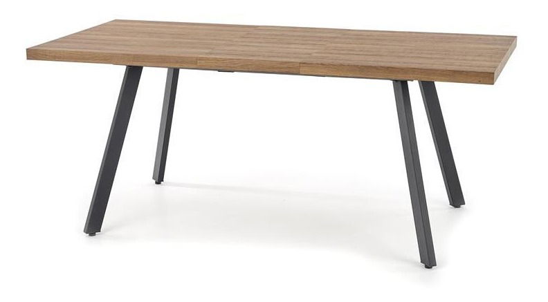 Blagovaonski stol na razvlačenje 140-180 cm Berig (tamno drvo + crna) (za 6 do 8 osoba)