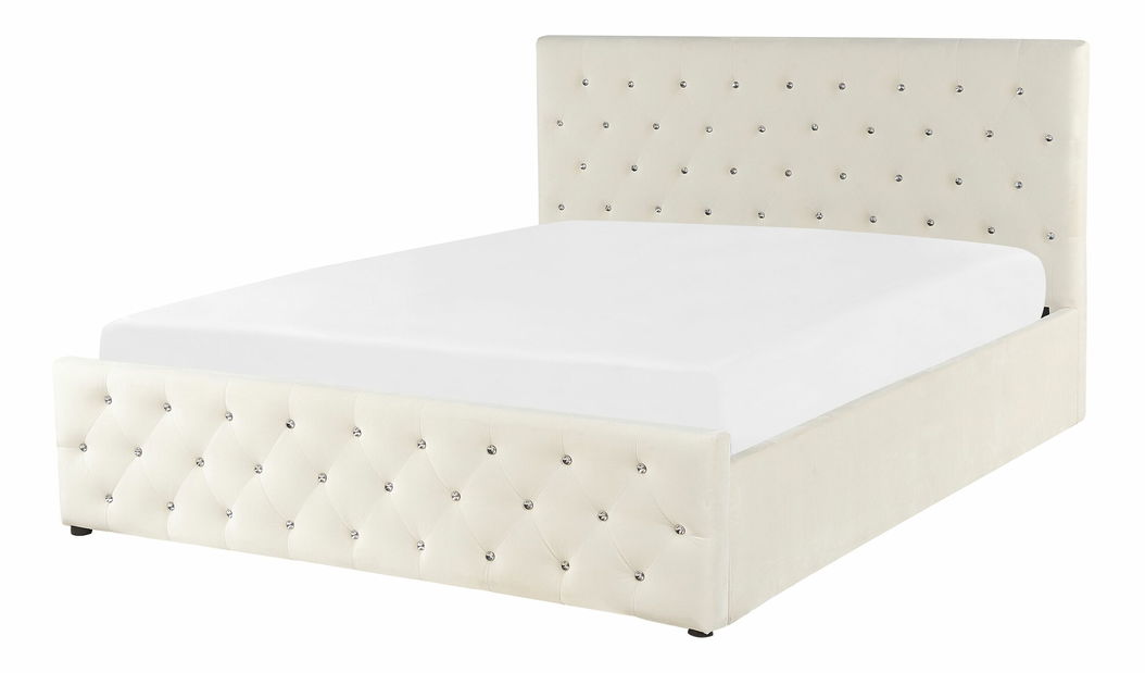 Bračni krevet 140 cm AMESIA (bež) (s podnicom i prostorom za odlaganje)