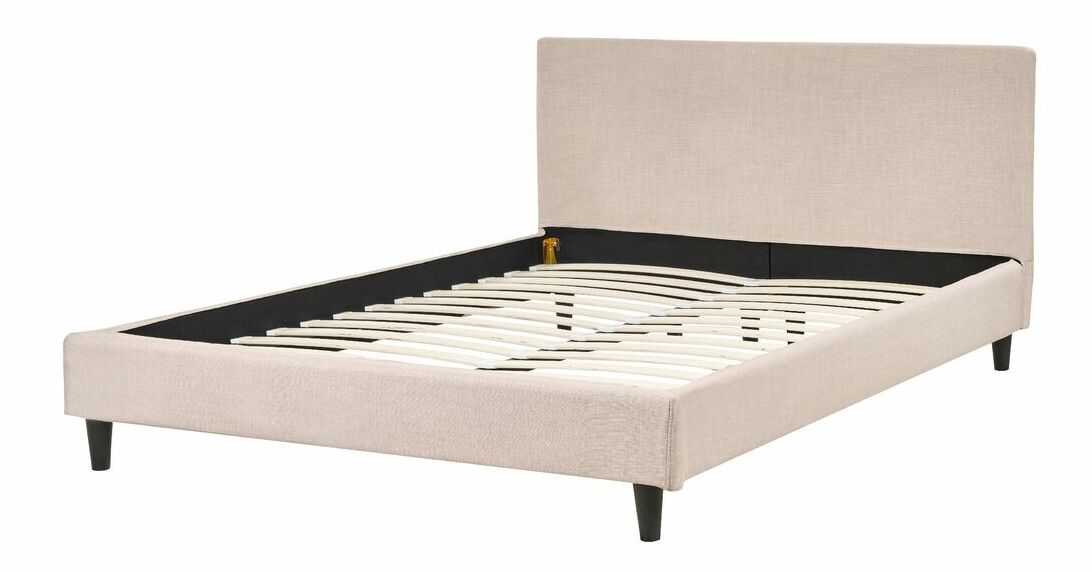 Pat matrimonial 140 cm Ferdinand (bej) (cu somieră)