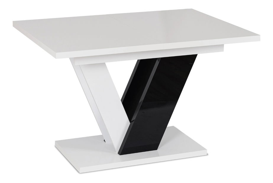 Blagovaonski stol na razvlačenje Comentado (bijeli sjaj + crni sjaj) (za 4 do 6 osoba)