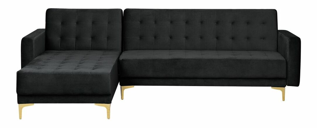 Rohová sedacia súprava s taburetkou Aberde (čierna textília) (P)