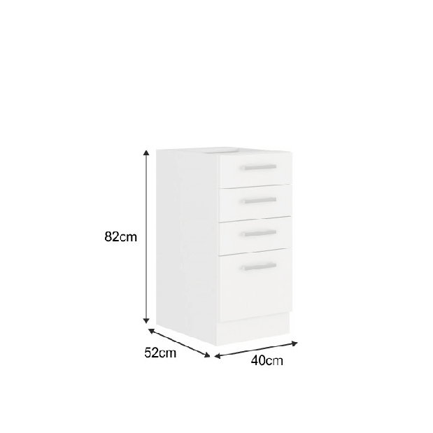 Dulap inferior Strolis 40 D 4S BB (alb)