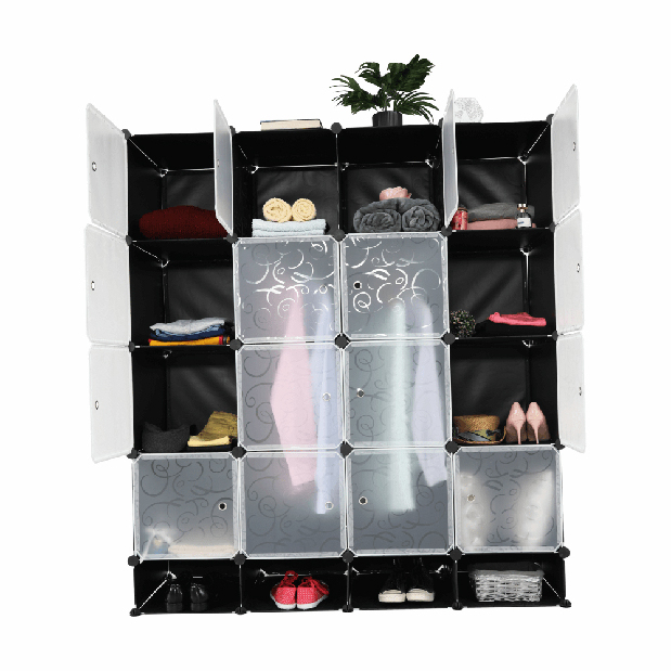 Organizator pentru dulap Riodus TYP 02 (negru + netransparentă + alb)