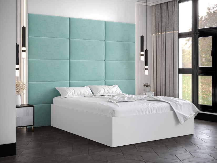 Franciaágy kárpitozott fejtámlával 160 cm Brittany 1 (matt fehér + menta) (ágyráccsal)