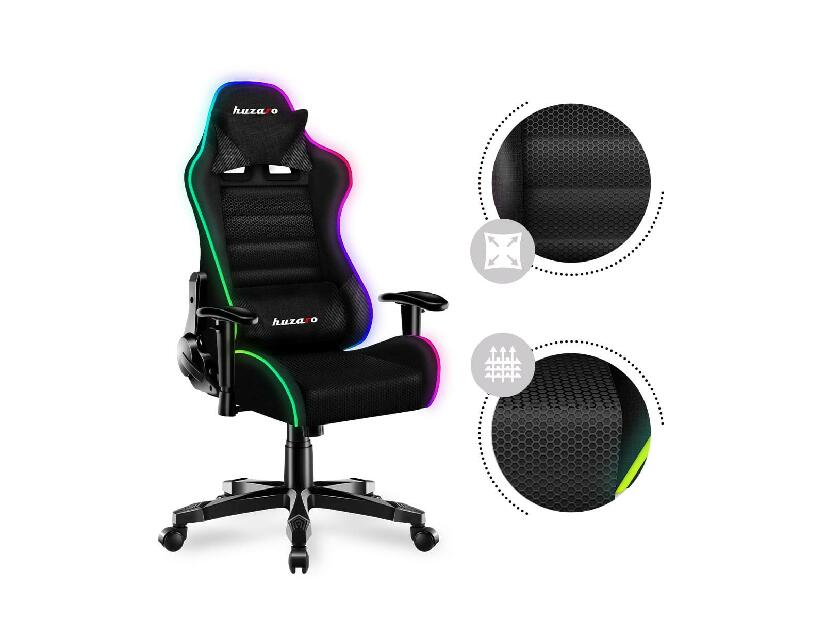 Scaun gaming pentru copii Rover 6 (negru + multicolor) (cu iluminat LED)