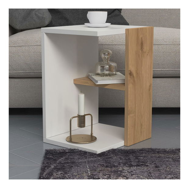 Set 3ks. konferenčných stolíkov Naleta 1 (biela + dub)