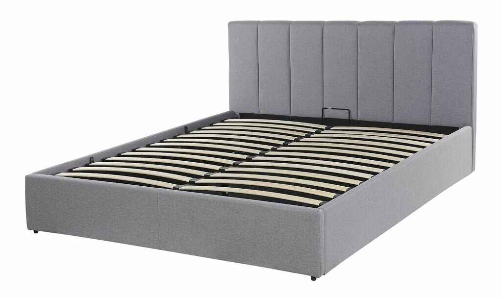 Bračni krevet 140 cm DARGAN (siva) (textil) (s podnicom i prostorom za odlaganje)