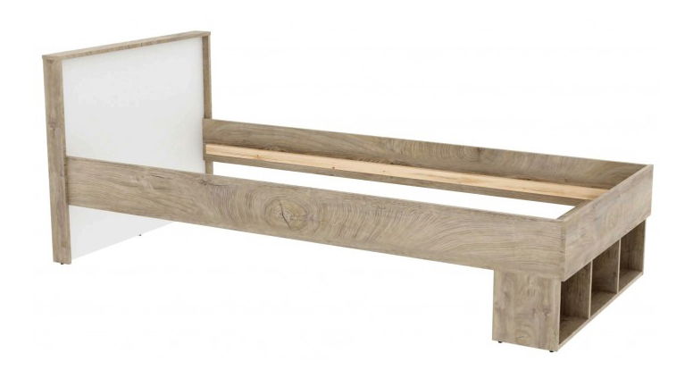 Jednolôžková posteľ 90 cm Mitiano MI6 (bez matraca a roštu) (dub enderein + biela)