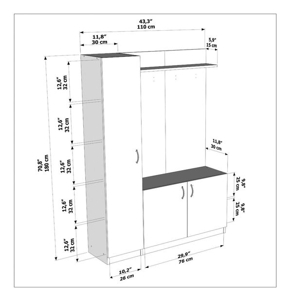 Mobilier hol Neturella (alb + teak)