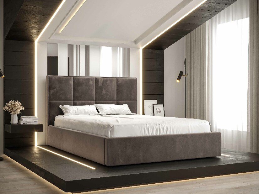 Bračni krevet 140 cm Gino (smeđa) (s podnicom i prostorom za odlaganje)