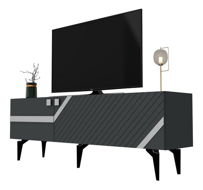 TV stolík/skrinka Tabivo (antracit + strieborná) 