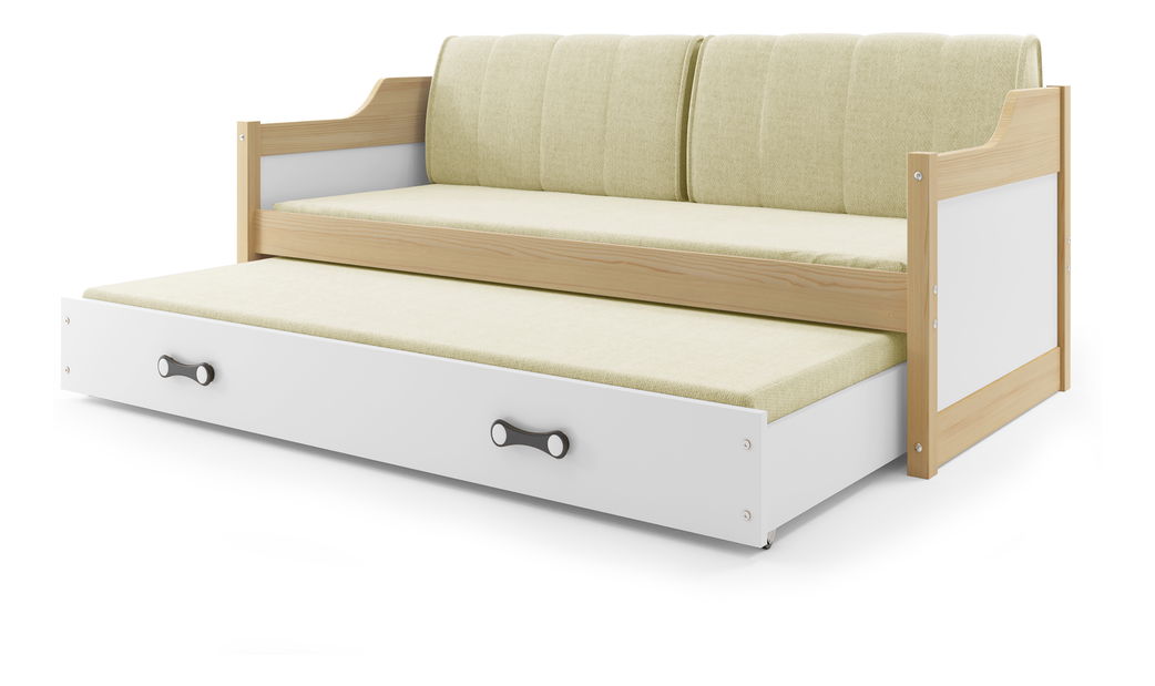 Rozkladacia posteľ 80 x 190 cm Dimar (borovica + biela) (s roštami, matracmi a úl. priestorom)