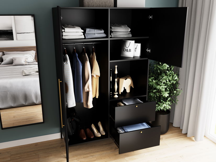 Šatníková skriňa Loyd (čierna matná)